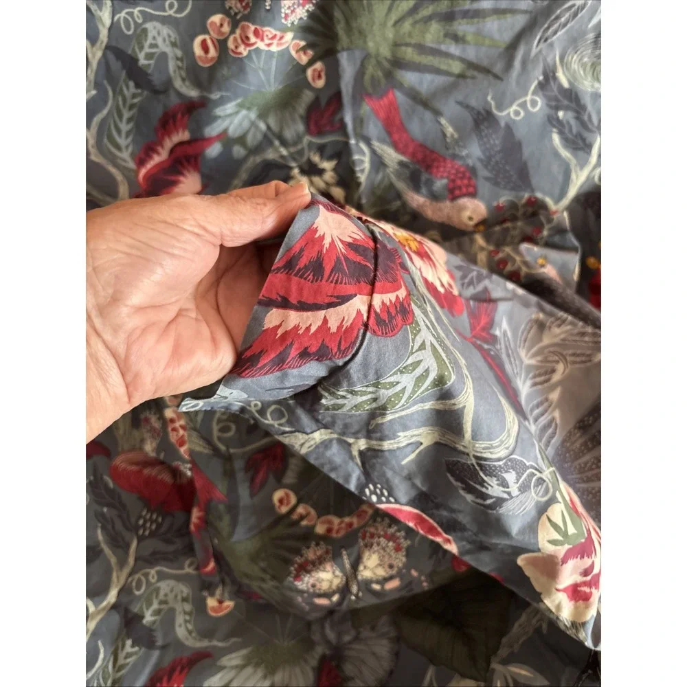 IKEA FILODENDRON Duvet Cover 2 pillowcases Dark blue floral bird patterned queen